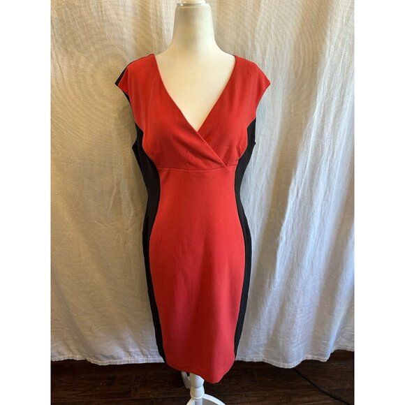 Ronni Nicole Black Red Dress Sz 12 Workwear Wedding Cocktail Professional‎ - Picture 1 of 8
